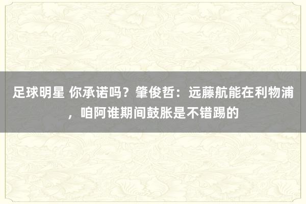 足球明星 你承诺吗？肇俊哲：远藤航能在利物浦，咱阿谁期间鼓胀是不错踢的