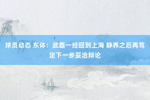 球员动态 东体：武磊一经回到上海 静养之后再笃定下一步妥洽辩论