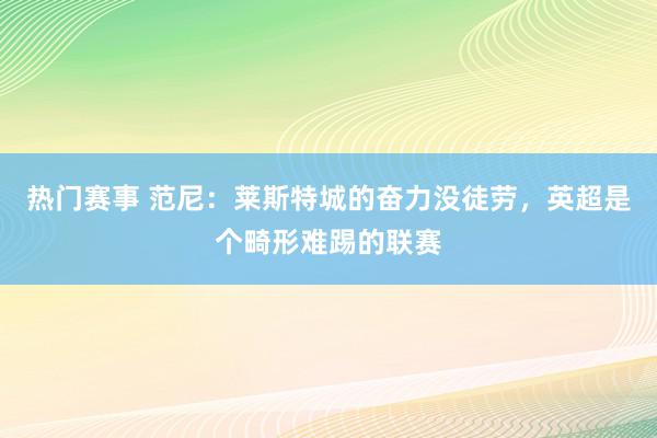 热门赛事 范尼：莱斯特城的奋力没徒劳，英超是个畸形难踢的联赛